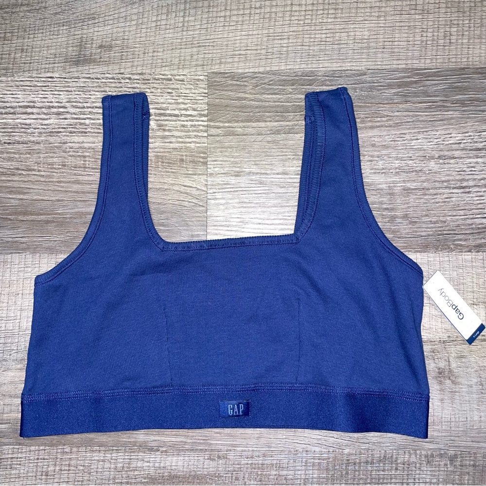 GAP BODY Bralette XL Cotton Ribbed Navy Blue NEW - Picture 3 of 6